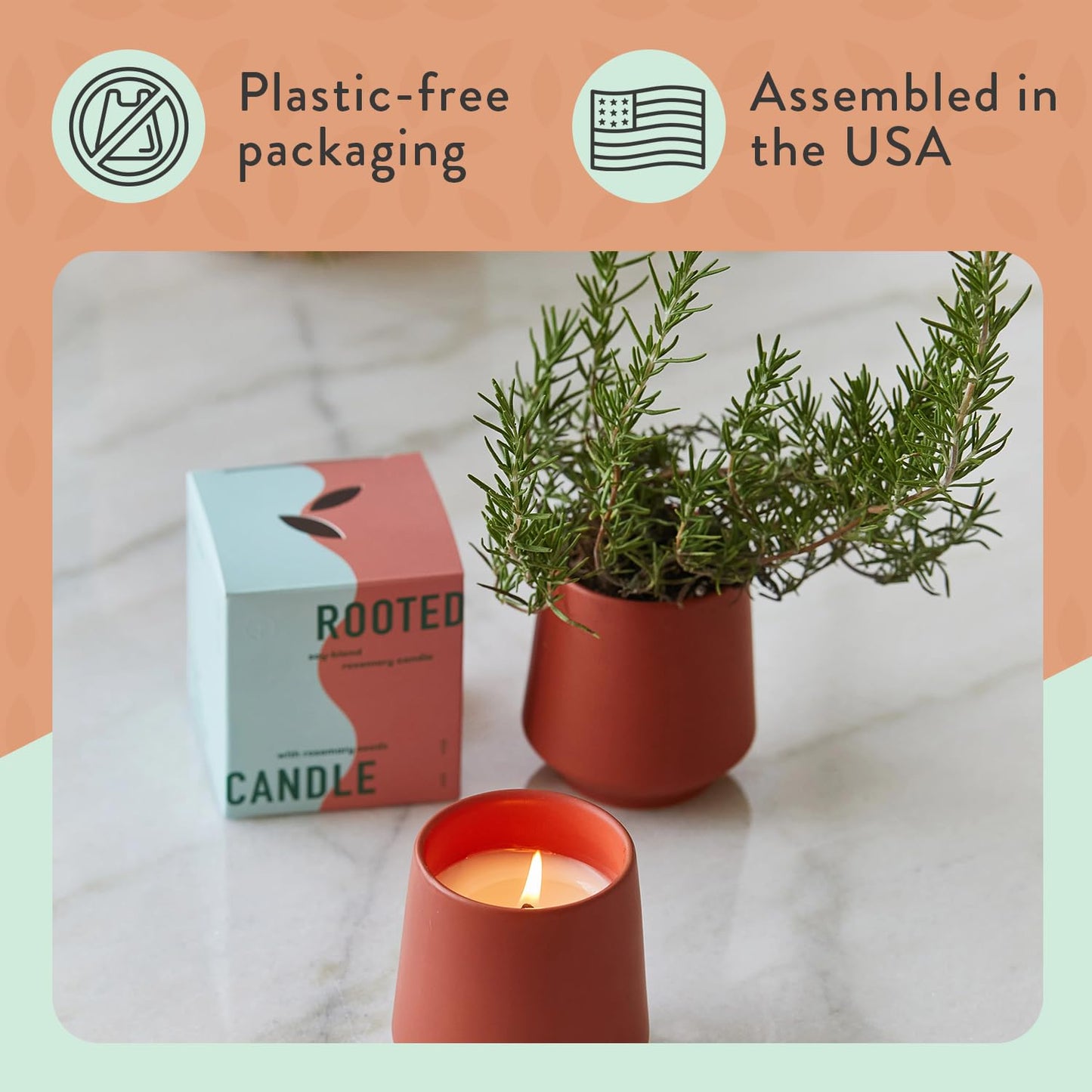Modern Sprout - 2 in 1 Cucumber Scented & Soy Candle with Seeds that Grows into Rosemary Plant - 6 oz w/ 42 Hr Burn Time in Matte Glaze Ceramic Vessel Ideal for Indoor Herb Garden