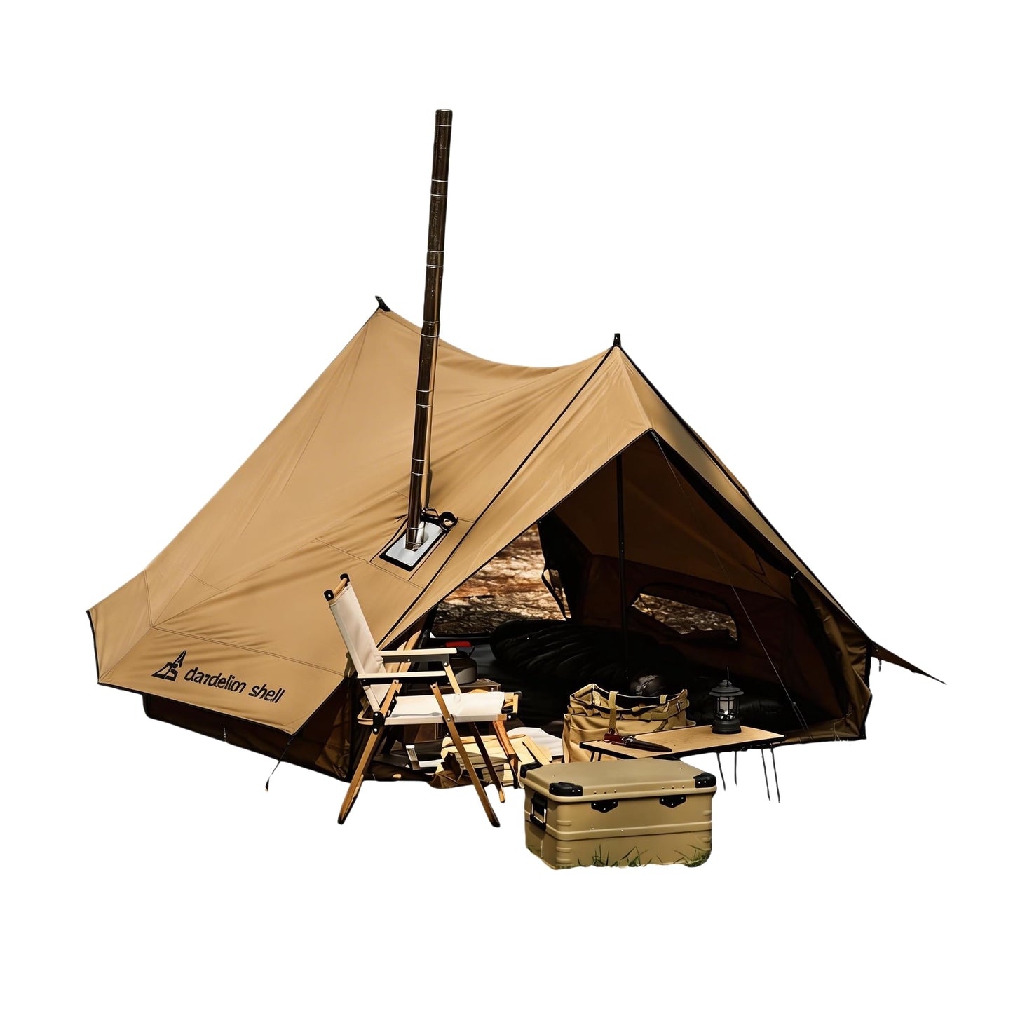 Dandelion Shell Hot Tent Cabin Plus X3 with Stove Jack – 4 Season Lightweight Shelter for 2–3 People, Waterproof & Windproof, Ideal for Camping, Backpacking, Hiking, Hunting & Fishing