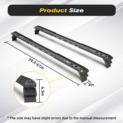 420 LBS Roof Rack Cross Bars,Adjustable 39.4-61 inch Roof Rail Crossbars Fit for Jeep Wrangler JL JT 2018-2025 (2/4 Door Hardtop), Rooftop Cargo Bag Kayak Bike Carrier