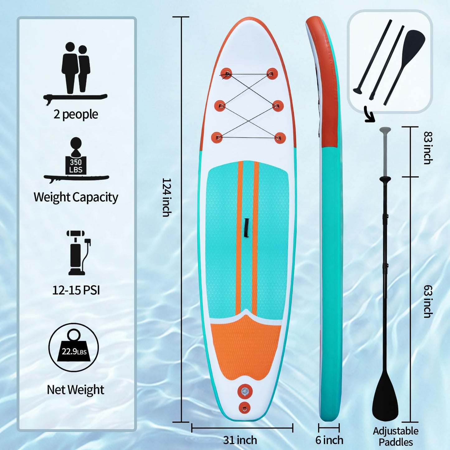 XHYCPY Inflatable Stand Up Paddle Board with SUP Accessories, Anti-Slip EVA Deck, 10’4’’ Inflatable Paddle Boards for Adults and Youth of All Skill Levels