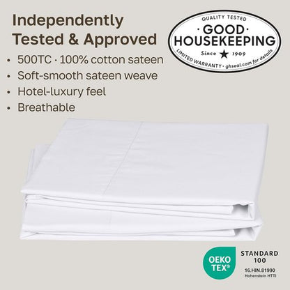 California Design Den Pillowcases - Soft & Silky 500 Thread Count 100% Cotton | Queen Size, Pure White