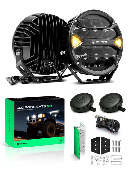YHTAUTO 9 Inch LED Light Bars w/Wiring Harness & Light Cover, 180W, 12000LM, 5700K, Driving 12X45° Beam Off Road Camper Lights for Truck SUV ATV UTV Golf Cart Tractor Van Boat IP67 Waterproof Lamp