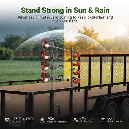 ELITEWILL 4-Position Weed Eater Racks for Trailer Commercial Trimmer Rack with Independent Locks for Open/Enclosed Trailer Work, Garage & Walls Weedeater Organization Storage Rack