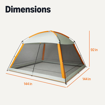 Amazon Basics Screened Canopy Tent, 12 x 12 ft with Zippered Enclosure, UPF50+ Sun Protection, Bug-Free Outdoor Shelter for Camping, Parties and Events