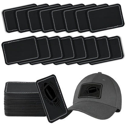 BUVKHMX Faux Leather & Leatherette Hat Patches - 60 Pack Blank Laserable Patches with Adhesive Backing for Customization, Fabric Repair, Sewing & Laser Engraving Supplies(3 x 2 Inch)