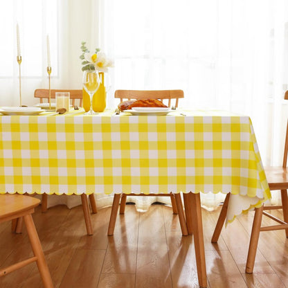 MANGATA CASA 2PCS Yellow Gingham Tablecloth for Rectangle Tables-Checkered Table Cloth Waterproof Kitchen & Table Linens-Polyester Buffalo Plaid Wrinkle Free Table Cover(Light Yellow 60x84in)
