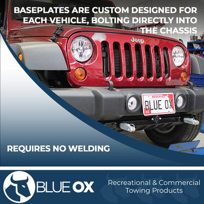 Blue Ox BX1126 Base Plate 2007-2018 Wrangler/Wrangler Unlimited JK, All Models with Standard Bumper (No JL) | Straightforward Installation | Seamless Look