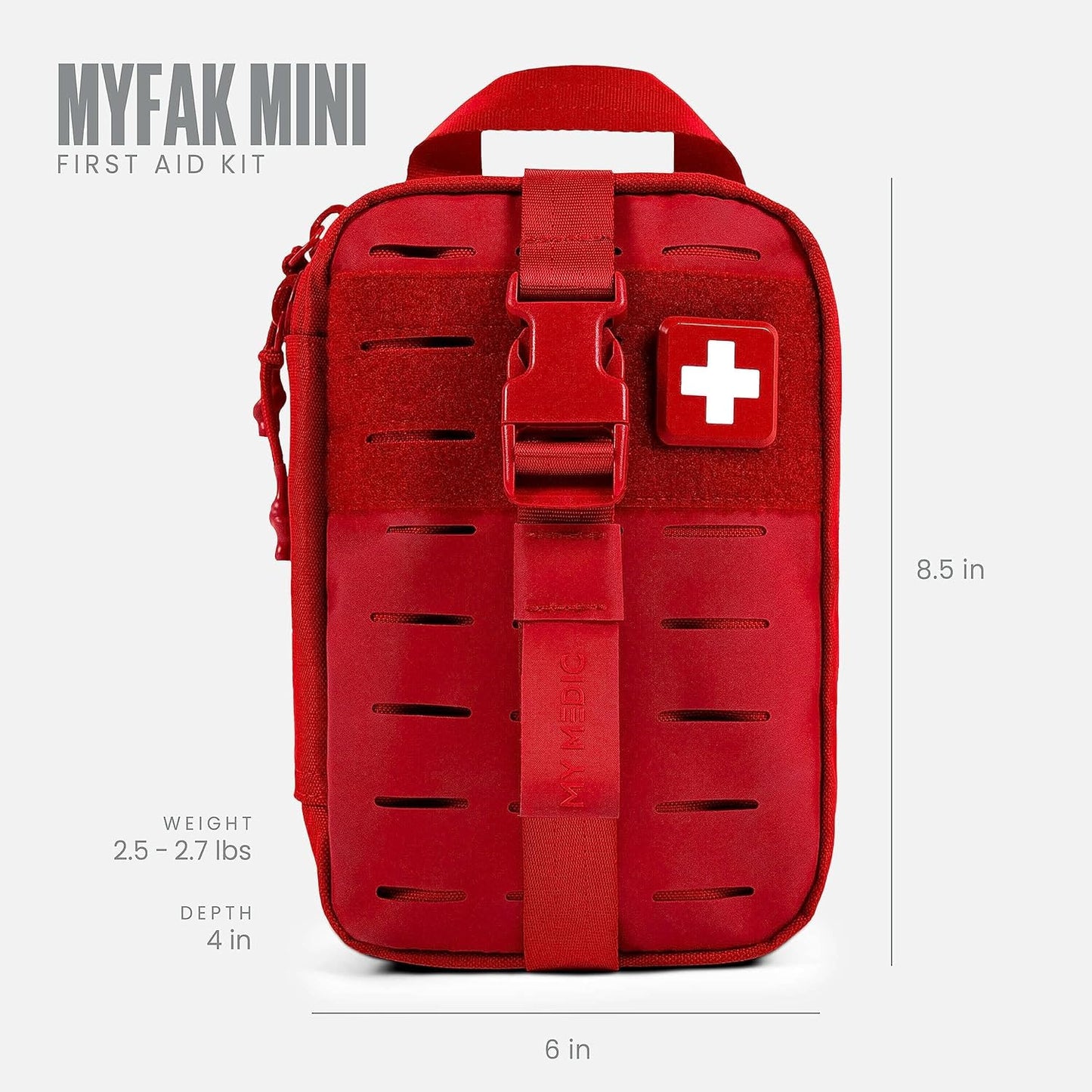 My Medic MyFak Mini First Aid Kit - Small and Lightweight for Camping Hiking and Backpacking - IFAK with 70 Items - HSA/FSA Great for Travel - Red