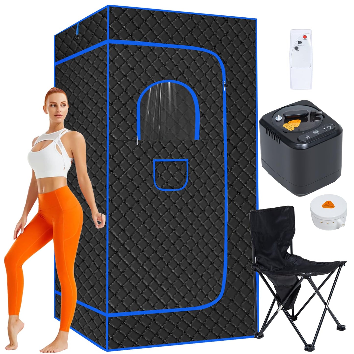 Mirrostory Portable Steam Sauna for Home, Full Body Sauna Box, Personal Sauna Steam Sauna Tent at Home Spa with 3L 1200W Steamer, Home Saunas Room for Gym, Pilates, Garage, Size of 71"x36"x36"(Black)
