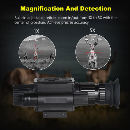 Digital Night Vision Monocular HD 1080P Infrared Night Vision Scope with 5X AI Zoom Video Recording, Hunting Night Vision Camera for Surveillance & Wildlife Observation