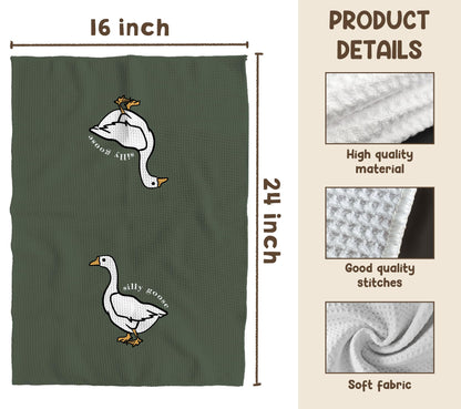 TNUW Silly Goose Kitchen Towels 16x24 – Funny Goose Decor for Kitchen or Bathroom, Dish Towels Gifts for Friends, Cute Goose Lover Present for Birthday or Housewarming