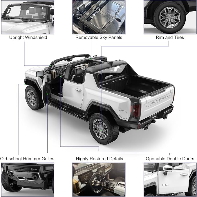 RASTAR Remote Control Car 1/16 Scale GMC Hummer EV Pickup RC Car Electric Off-Road Monster RC Hummer Truck for Kids Boys White 2.4G