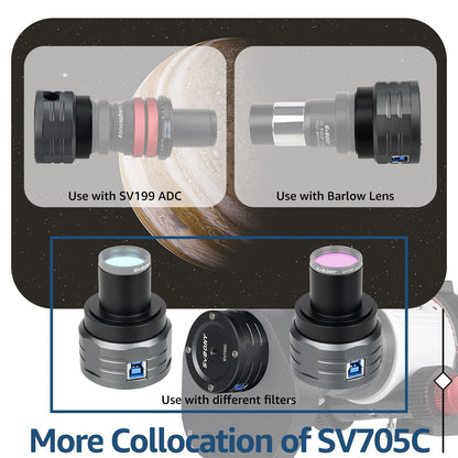 SVBONY SV705C Telescope Camera, IMX585 Sensor Astronomy Camera with USB 3.0, High Resolution Planets Camera, Astronomy Camera for Moon, Saturn, Planets and Deep Sky Astrophotography
