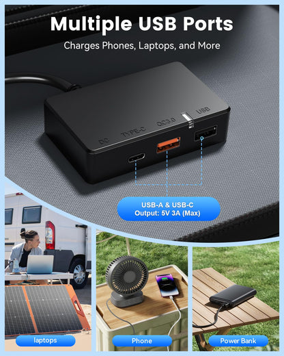 SOLUPUP 100W Portable Solar Panel for Power Station, 23.5% High Efficiency Foldable Solar Charger with DC/XT60/Anderson Cable, QC3.0 USB Outputs, IP65 Waterproof for Outdoor Camping RV Off-Grid