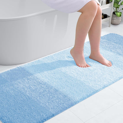OLANLY Bathroom Runner Rug - Extra Soft Microfiber Mat | Quick Dry, Washable, 70x24, Sky Blue