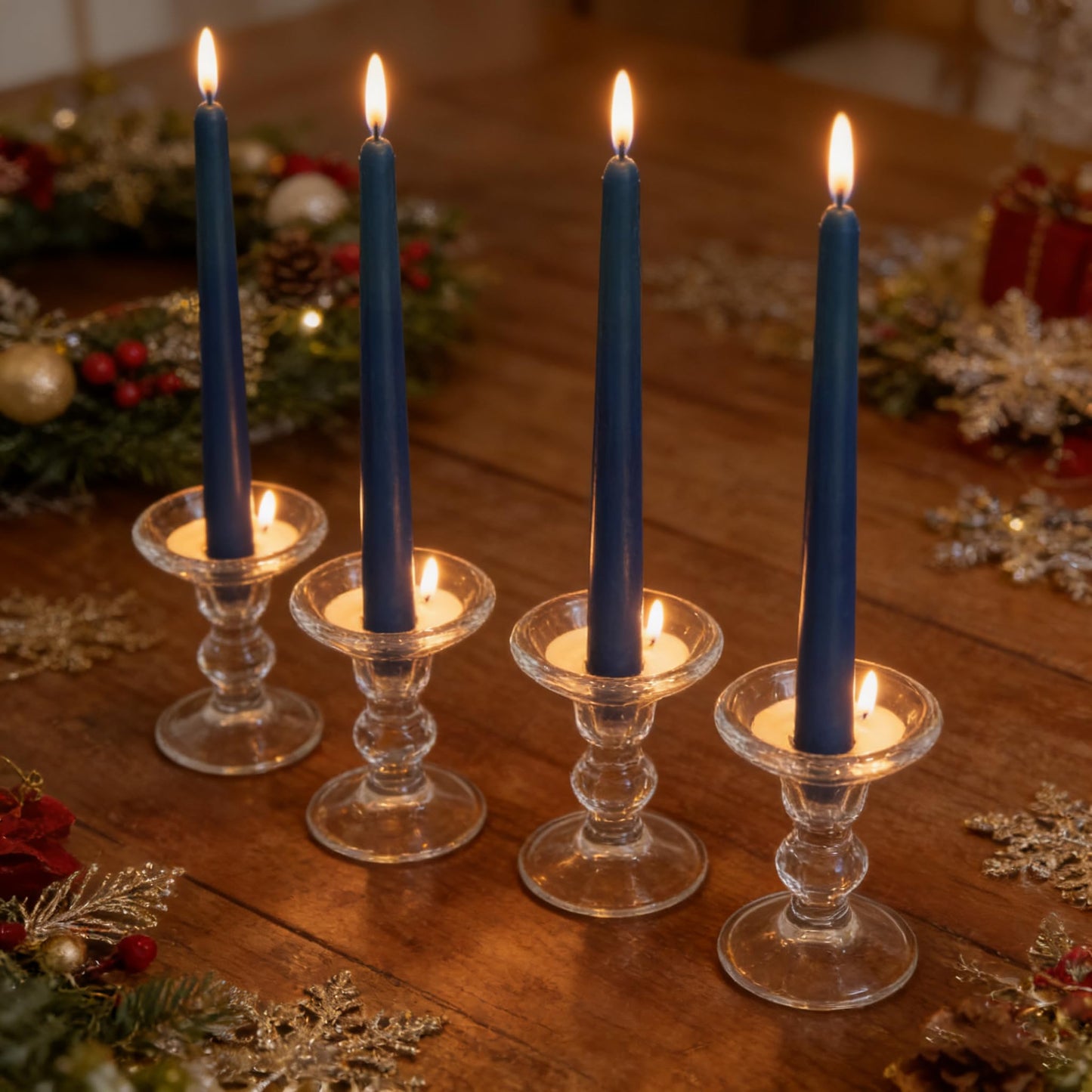 8 Pack 10 Inch Navy-Blue Smooth Taper Candle Set, 7/8 Inch Unscented Driples Candlesticks for Home Decoration, 6-7 Hours Burn