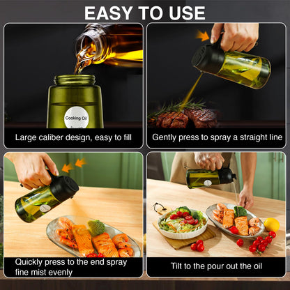 Oil Sprayer for Cooking, 2 In 1 Oil Dispenser and Oil Sprayer (Black+Dark Brown)