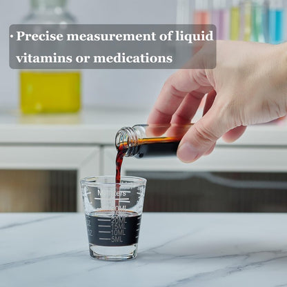 Ackers Shot Glasses Etching Scale Measuring Cup 2PACK Espresso Shot Glasses Liquid Heavy Glass 26-Incremental Measurement 1 OZ, 2 TBS, 6 TSP, 30 ML Kitchen Tools