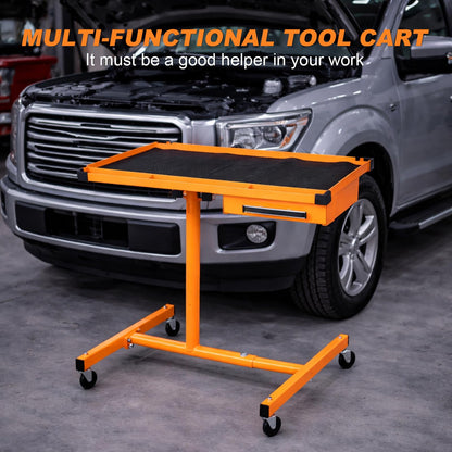 A A IN LT018 Heavy Duty Adjustable Work Table with Drawers, Rolling Tool Tray on Wheels of 220lbs Capacity, Mobile Service Tray for Mechanic