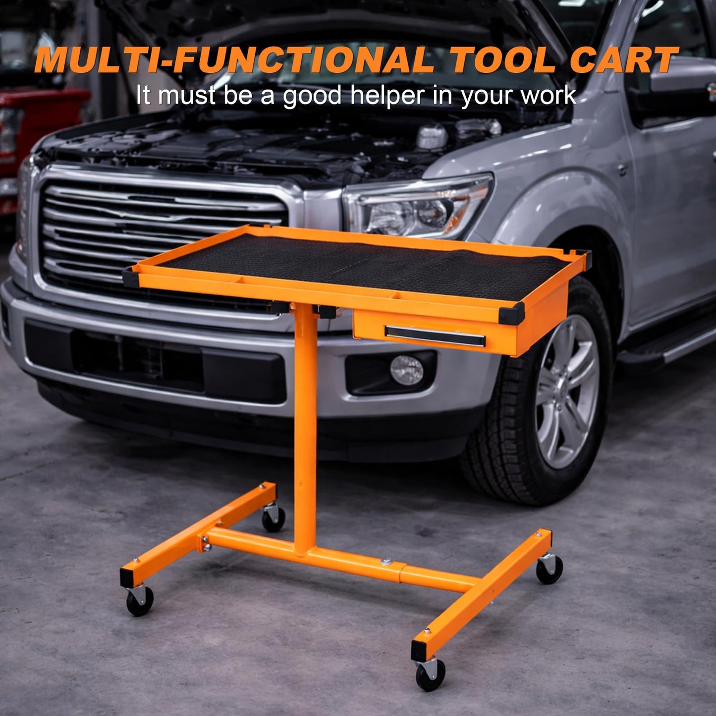 A A IN Heavy Duty Adjustable Work Table with Drawers, for Garages, Repair Shops and DIY, Portable. 220 Pounds Capacity.