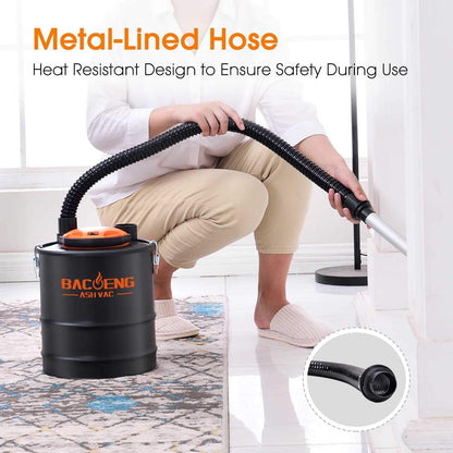 BACOENG Ash Vacuum for Pellet Stoves, 4 Gallon Ash Vac, Ash Vacuum Cleaner for Fireplaces, Wood Stove, Pellet Grill