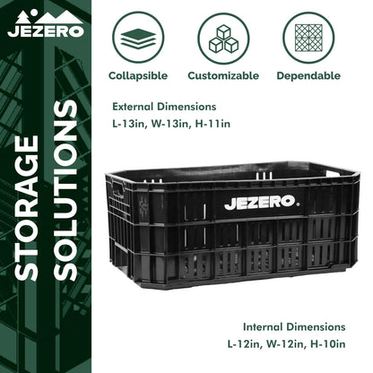 JEZERO Black 6-Pack Harvest Storage Crate – Stackable Plastic Tote Box for Fruit & Vegetables, Kitchen, Pantry, Closet, Car & Outdoor Use | Open Utility Bin, 20" x 12" x8"