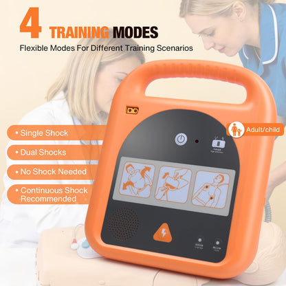Portable Trainer Device for Emergency Response Courses, with Voice Guidance, 4 Training Modes, Reusable Training Pads, Carrying Case Included