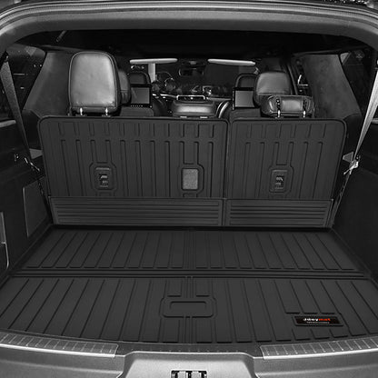 Jdeymat for Ford Expedition Max/Lincoln Navigator L 8-Seater 2018-2024 Floor Mats 3 Rows Trunk Cargo Liner and Backrest Mats All Weather TPE Accessories (8 Seat Full Set-Only for MAX Or L)