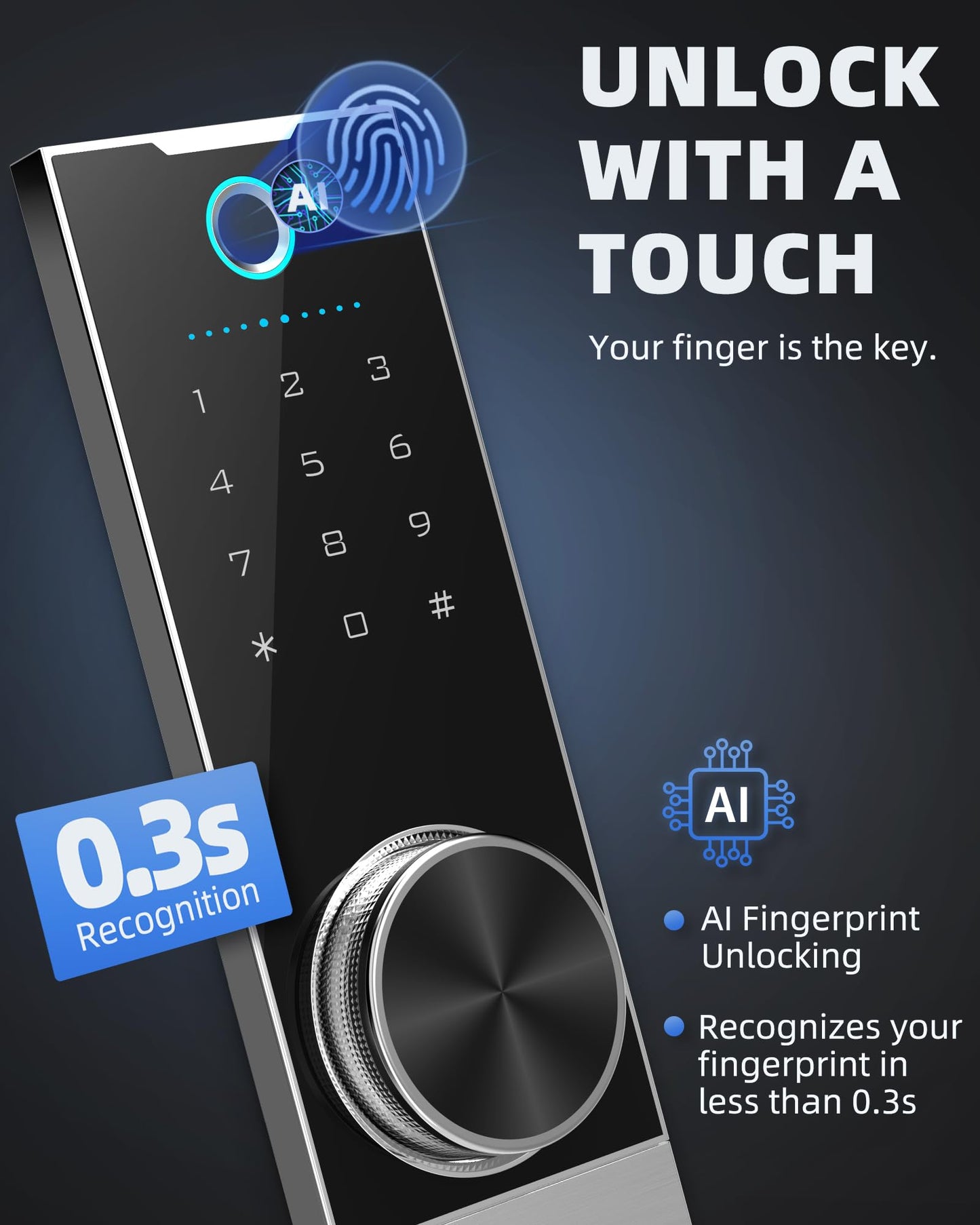 DAYI Biometric Fingerprint Safe Box, 2.0 Cubic Feet Home Safes with Fireproof Bag, Digital Touchpad Security Safe for Money Cash Documents, Dual Alarm System - 45 Pro