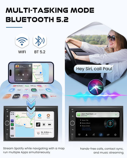 8-core+64G Car Radio for Ford F150/F250/F350 2004-2014, 7 Inch QLED Touchscreen Stereo Support Carplay & Android Auto Bluetooth/Voice Control/GPS/WiFi/Back-up Camera/SWC/FM, Android 15