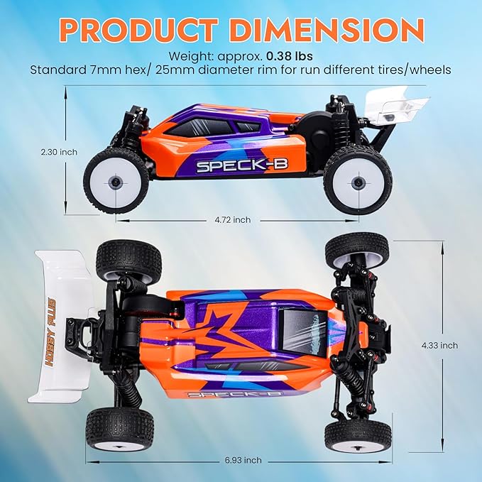 HOBBYPLUS Speck B 1/24 2WD Mini RC Car - RTR RC Buggy Fast Mini Racing Buggy Brushless Ready with Oil-Filled Shocks – Fun Indoor Remote Control Car Racing Vehicles for Adults (Vintage Creme)