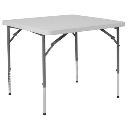 Flash Furniture Kathryn 2.79-Foot Square Height Adjustable Granite White Plastic Folding Table