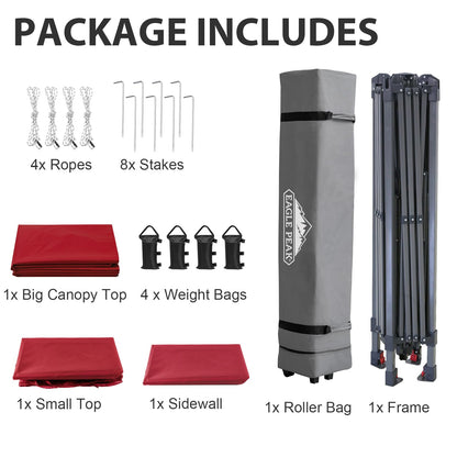 EAGLE PEAK 13x13 Pop up Canopy Tent w/One Wall, Instant Canopy Easy Set up Folding Shelter w/One Privacy Curtain, 169 Square Feet Sun Shade, Red