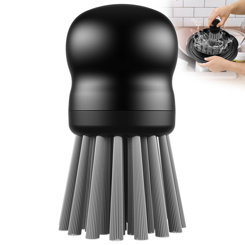 Mini Dish Brush for Cleaning Chicken Shredder, Palm Brush Dish Scrubber with Ergonomic Grip, Kitchen Brush for Washing Dishes, Pans, Pots, Sink (1, Black)