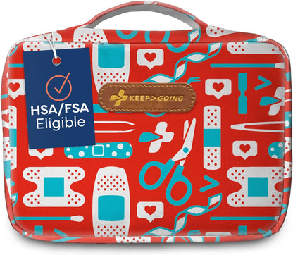 Keep Going Travel First Aid Kit Bundle of 2 Kits, First Aid Kit for Car, Home, Dorm, & Boat with Latex-Free Bandages – Travel Kit Bundle for Families