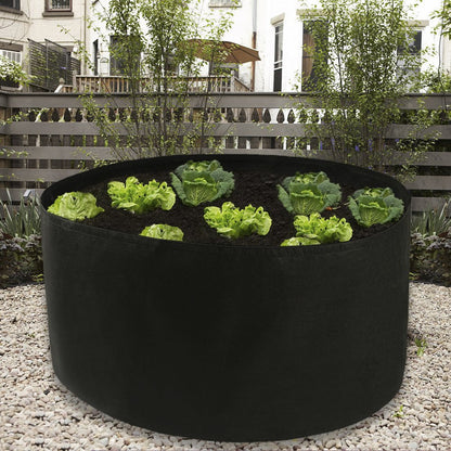 belupai 150 Gallon Round Fabric Planter, 46x20in Plant Grow Bag Felt Planting Container for Flowers Vegetables Fruits, Black Fabric Raised Garden Planting Bed for Gardening Outdoor(Black)