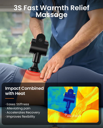NAPRE Foldable Massage Gun Deep Tissue with 5 Adjustable Angles,Portable Handheld Percussion Back Massager for Muscle/Neck/Body Pain Relief with Long Extension Metal Handle,32-Speeds,with Carry Case