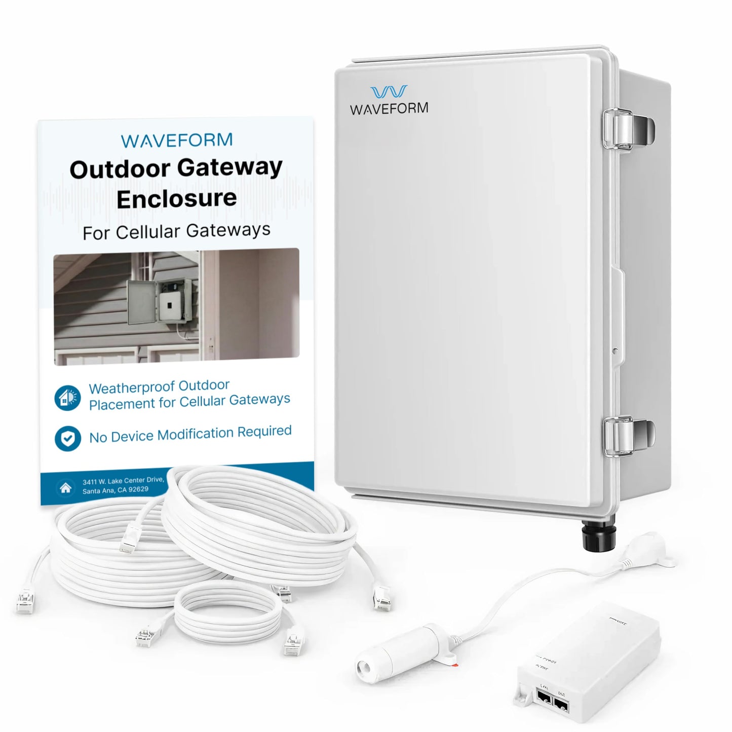 Waveform SignalDock Outdoor Gateway Enclosure | for T-Mobile Home Internet, G5AR | IP67 Weatherproof | Complete Kit w/PoE++, 3X Ethernet Cables & Window Entry Cable, Install Manual