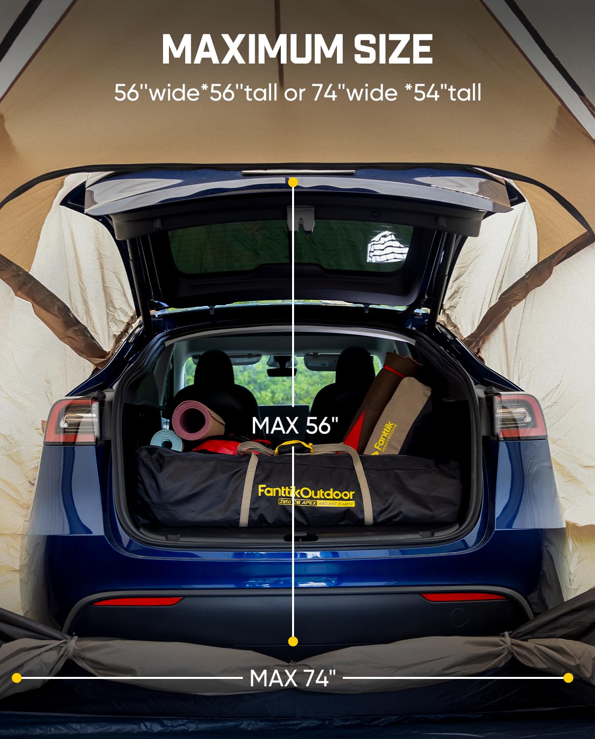 FanttikOutdoor Beta C6 Apex SUV Tent 6 Person Instant Cabin Car Tent Setup in 60 Seconds with Rainfly & Windproof Portable with Carry Bag for Family Camping, Upgraded Ventilation, Khaki