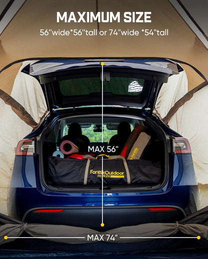FanttikOutdoor Beta C6 Apex SUV Tent 6 Person Instant Cabin Car Tent Setup in 60 Seconds with Rainfly & Windproof Portable with Carry Bag for Family Camping, Upgraded Ventilation, Khaki