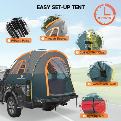 Truck Bed Tent 5.5-6ft: Easy Set Up Umburato Pickup Truck Tents for Camping, Waterproof PU3000mm Canopy for Truck Camper, Portable, Spacious for 2 Person Green