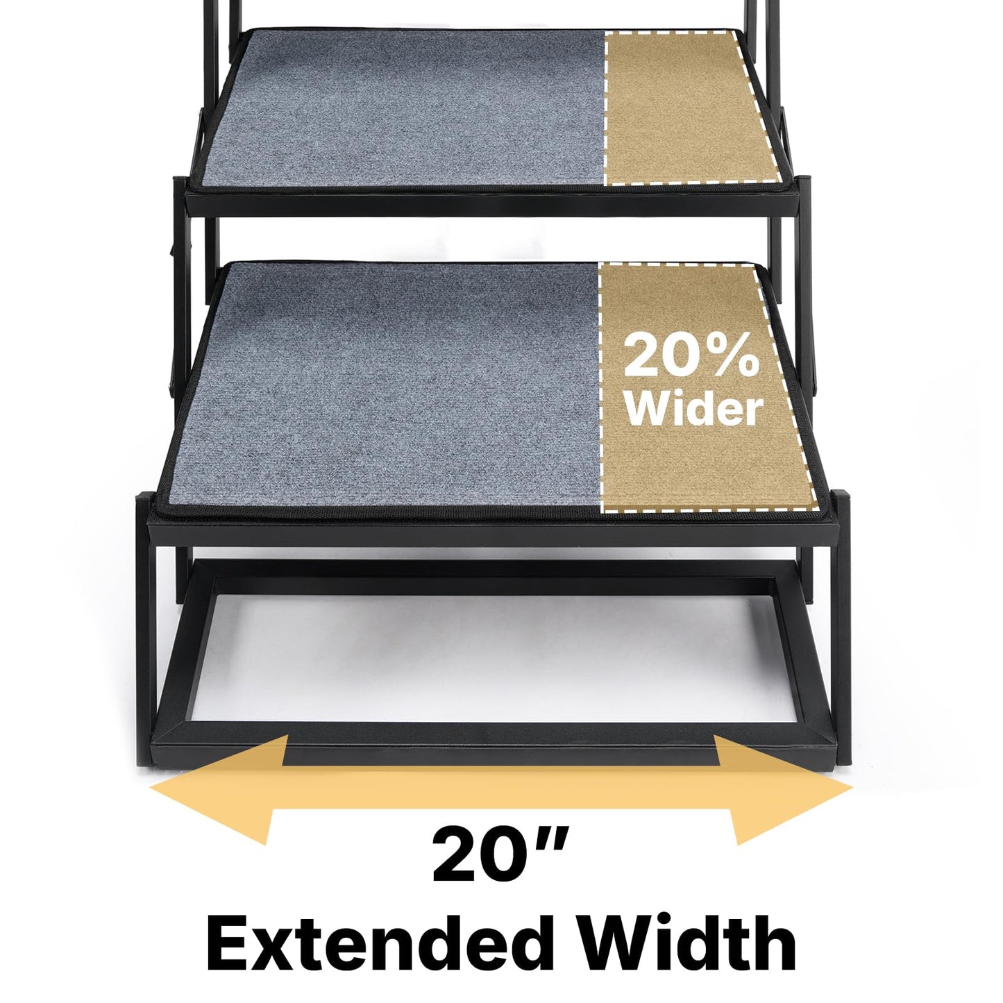 Veehoo Collapsible Dog Stairs for Large Dogs Extra Wide, 4 Steps Folding Dog Steps for Car Truck SUV 20" Wide, Heavy Duty Pet Loader Ramp Ladder Portable with Non Slip Surface, Support up to 200lbs