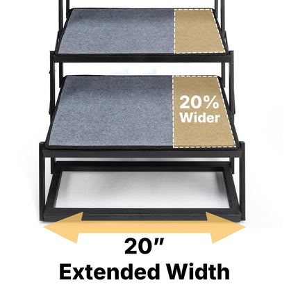 Veehoo Collapsible Dog Stairs for Large Dogs Extra Wide, 4 Steps Folding Dog Steps for Car Truck SUV 20" Wide, Heavy Duty Pet Loader Ramp Ladder Portable with Non Slip Surface, Support up to 200lbs