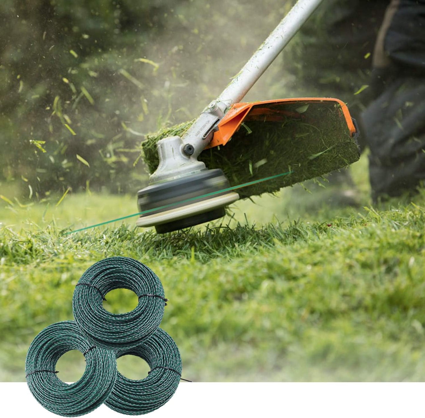 Anleolife Heavy-Duty Twisted .095-Inch Dual Core Trimmer Line - 393 Ft with Built-In Cutter
