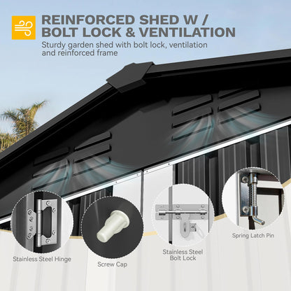 DWVO 7'x5' Large Metal Outdoor Storage Shed, Heavy Duty Tool Storage Sheds for Backyard Patio Lawn - Ideal for Bicycles, Garden Tools, and Lawn Equipment, Easy-to-Assemble, Dark Gray
