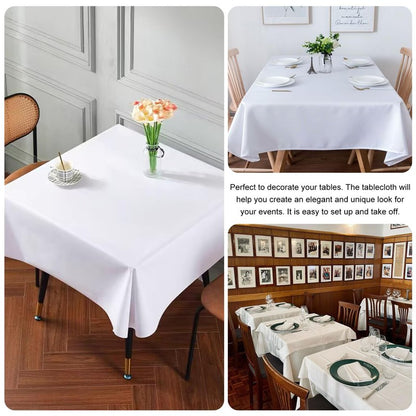 JALANCY 4 Pack Square Table Cloth 70x70 Inch White Tablecloth Machine Washable Fabric Polyester Table Cover for Dining, Buffet Parties, Picnic, Events, Weddings and Restaurants（White）