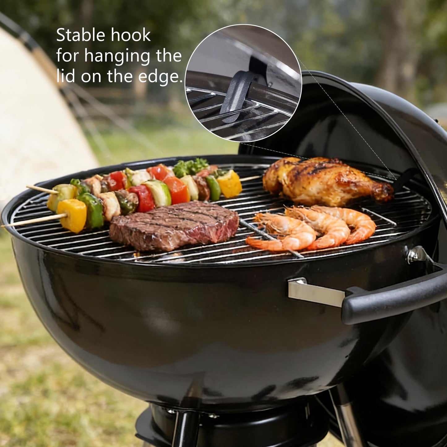 18-Inch Kettle Charcoal Grill with Lid & Wheels, Beginner-Friendly BBQ Grill for Backyard, Patio & Family Cookouts, Easy-to-Use Outdoor Charcoal Grill with Ash Catcher