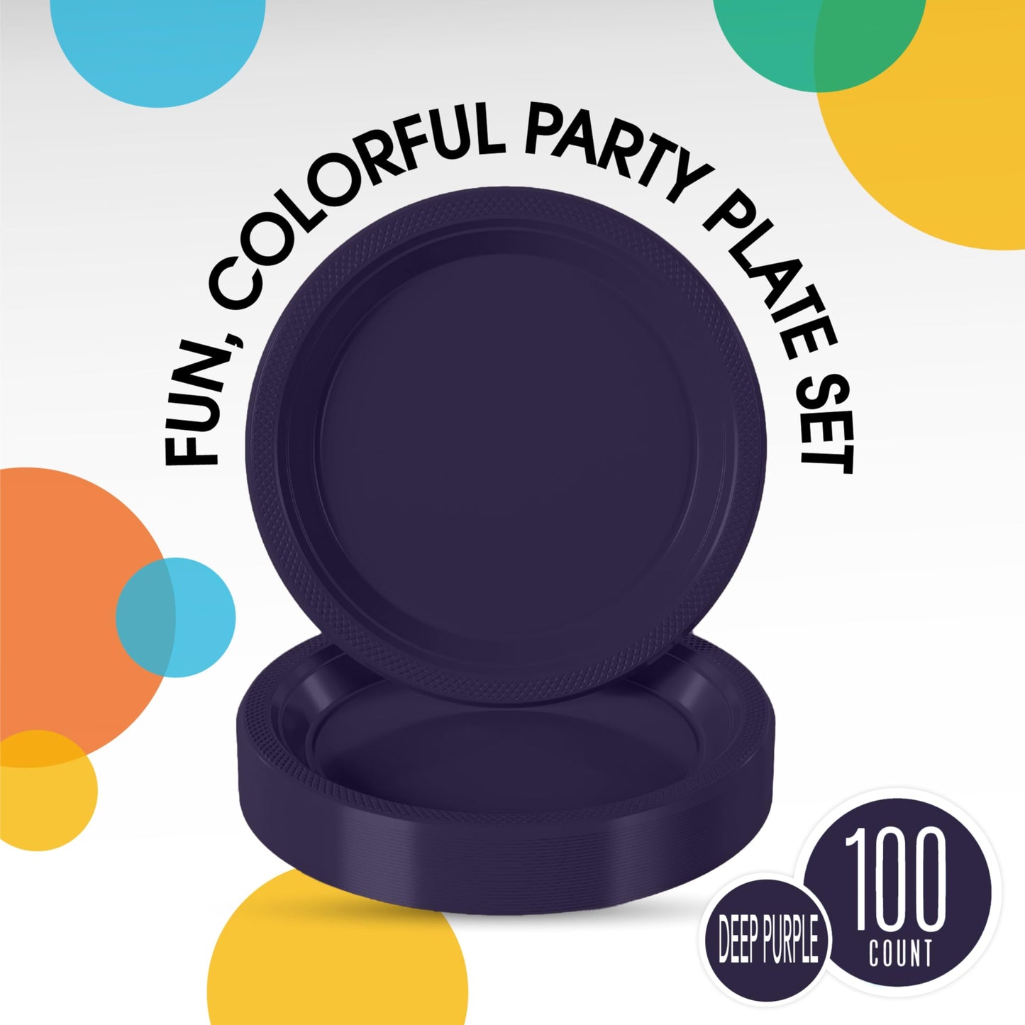 Exquisite Party Solids Navy Plastic Plates For Party 9" Navy Disposable Plates For Party Supplies 100 Pcs Plastic Dinnerware Sets Heavy Duty 350 GSM Disposable Dinnerware Set