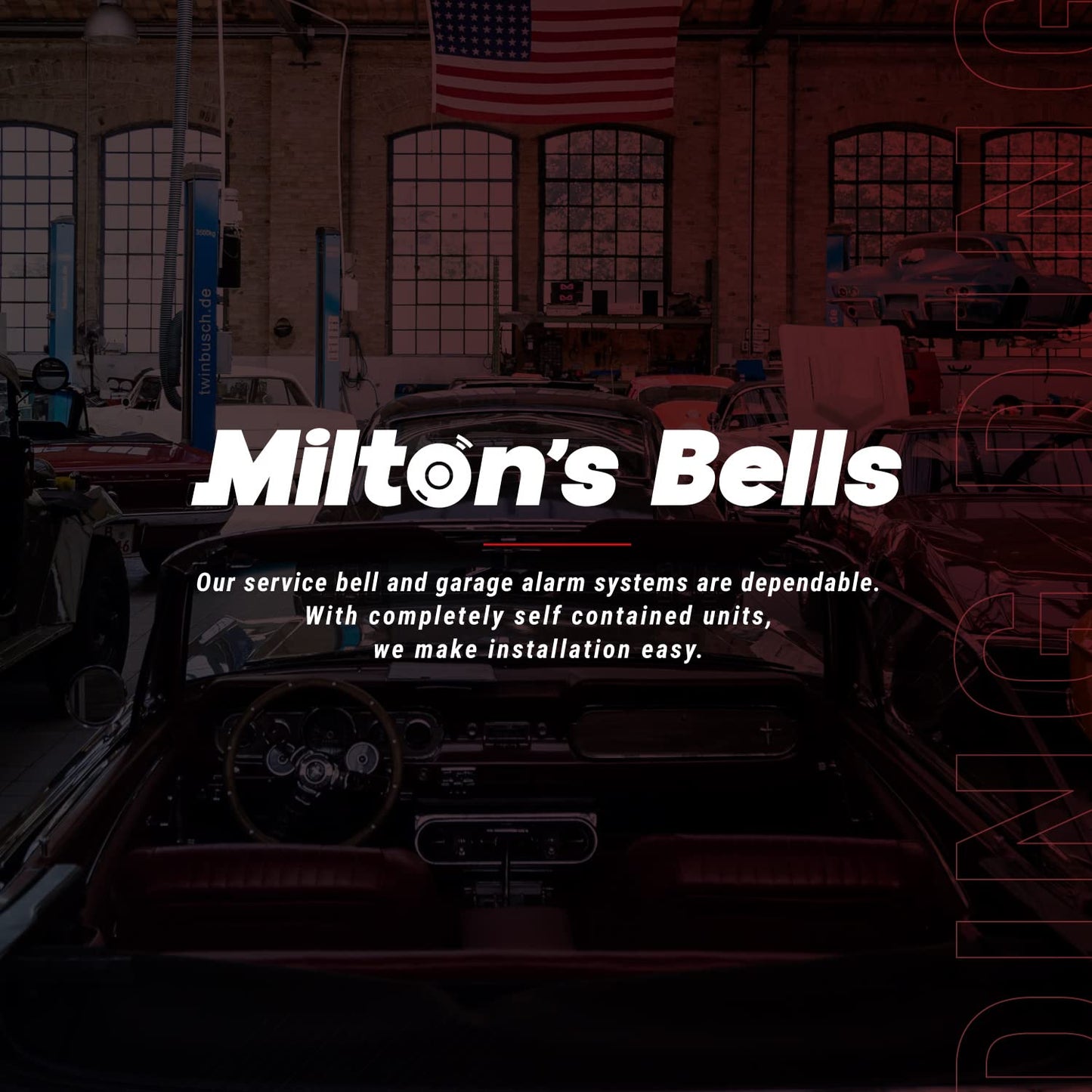 Milton’s Bells Red Original Driveway Bell Kit with 50' Signal Hose for Drive-Thru, Residential, or Industrial Driveway Alarms