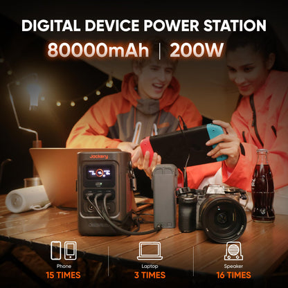 Jackery Explorer 240D Power Bank, 80,000mAh LiFePO4 Battery Portable Power Station, 200W DC Output,1-Hour Fast Charging, Compact for Outdoor Camping, Travel, Emergencies